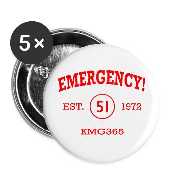 EMERGENCY Athletic Distressed Logo - Buttons large 2.2'' (5-pack) - white