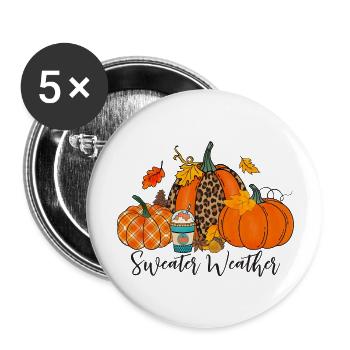 Sweater Weather Pumpkin - Buttons large 2.2'' (5-pack) - white