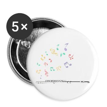 Classical Musical Instrument Flutist Flute - Buttons large 2.2'' (5-pack) - white