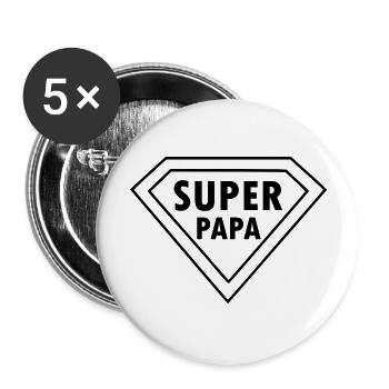 Super Papa - Buttons large 2.2'' (5-pack) - white