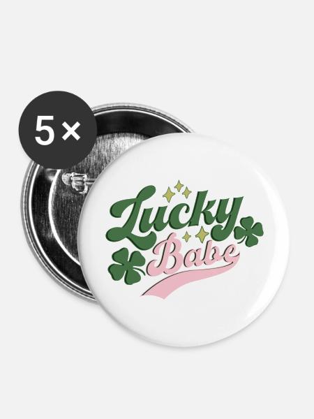 Lucky Babe summer - Buttons large 2.2'' (5-pack) - white