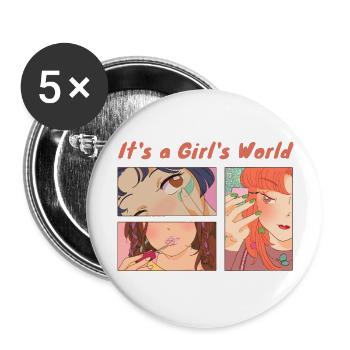 It s Girl s World - Buttons large 2.2'' (5-pack) - white