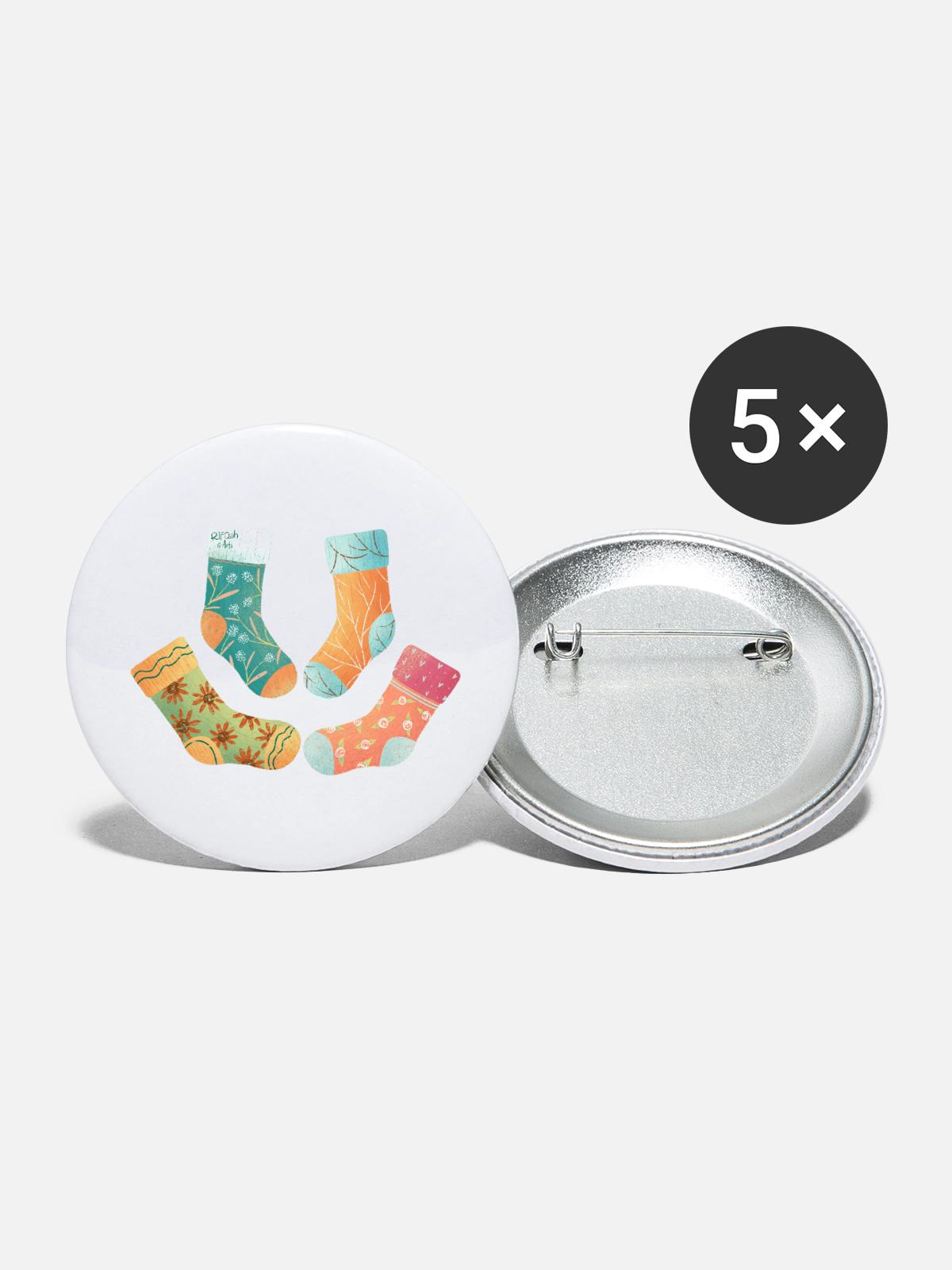 Cute Socks - Buttons large 2.2'' (5-pack) - white
