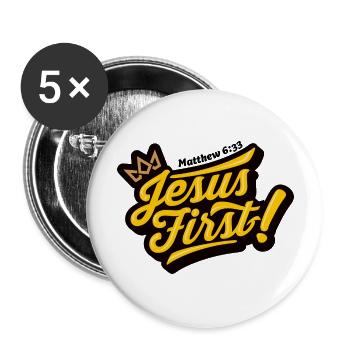 Jesus First - Buttons large 2.2'' (5-pack) - white