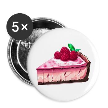 Raspberry Cheesecake Slice - Buttons large 2.2'' (5-pack) - white