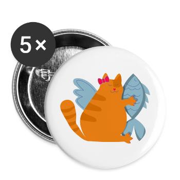 Fairy cat girl and fish hugging friendly - Buttons large 2.2'' (5-pack) - white