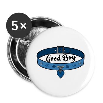 Blue Good Boy collar - Buttons large 2.2'' (5-pack) - white