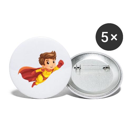 Cheerful Cartoon Superhero Boy Flying High - Buttons large 2.2'' (5-pack)