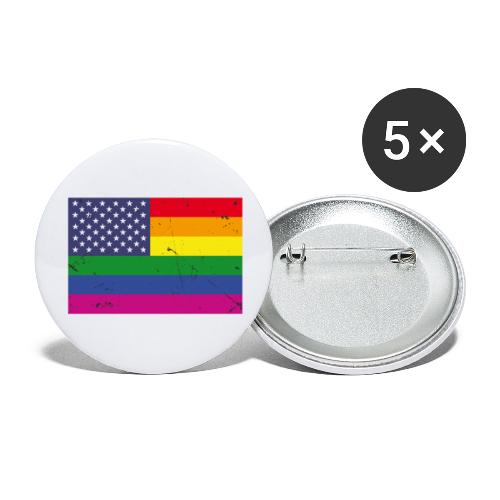 US Rainbow Flag (LGBT Stars and Rainbow Stripes) - Buttons large 2.2'' (5-pack)