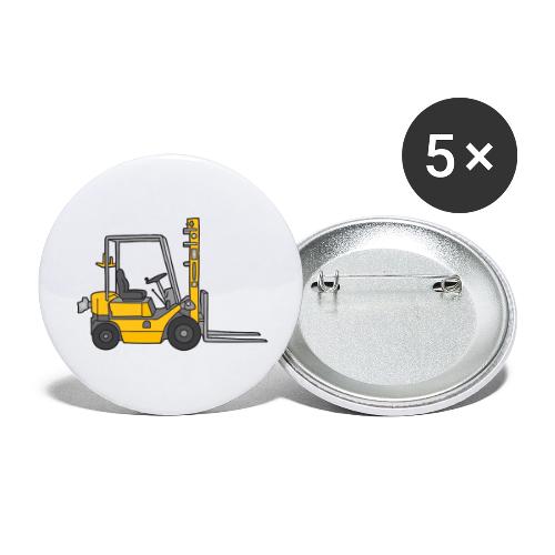 Yellow Fork-lift truck, stacker truck - Buttons large 2.2'' (5-pack)