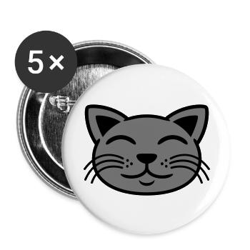 Gray cat face happy - Buttons large 2.2'' (5-pack) - white