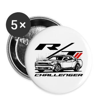 Challenger (Black Print) - Buttons large 2.2'' (5-pack) - white