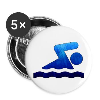 Blue Swimmer - Buttons large 2.2'' (5-pack) - white