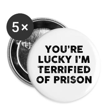Terrified of Prison hipster - Buttons large 2.2'' (5-pack) - white