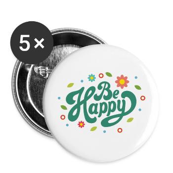 Be Happy - Buttons large 2.2'' (5-pack) - white