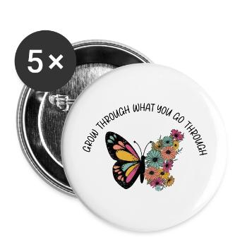 Grow through what you go - Buttons large 2.2'' (5-pack) - white