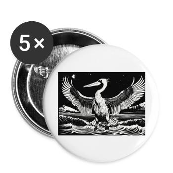 A TO Z design Black and White Pelican Flash Tattoo - Buttons large 2.2'' (5-pack) - white