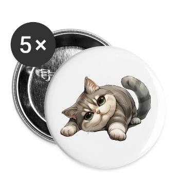 Funny Cat - Buttons large 2.2'' (5-pack) - white