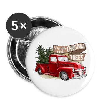 Fresh Cut Christmas Xmas Festive - Buttons large 2.2'' (5-pack) - white