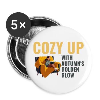 Cozy up with autumns golden glow - Buttons large 2.2'' (5-pack) - white