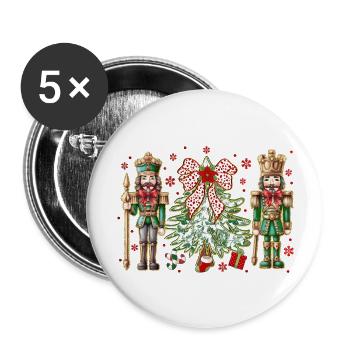 Green Floral Nutcrackers - Buttons large 2.2'' (5-pack) - white