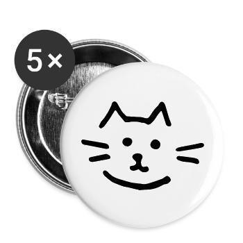 Cute Cat Doodle Drawing face - Buttons large 2.2'' (5-pack) - white