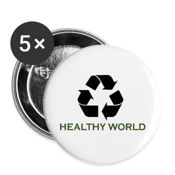 HEALTHY WORLD - Buttons large 2.2'' (5-pack) - white