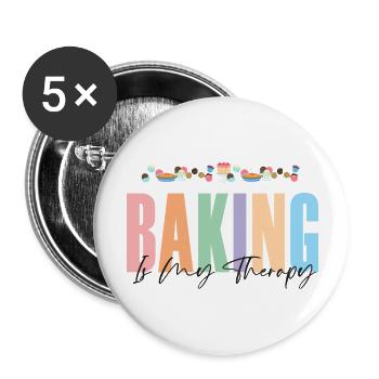 Baking is my Therapy 1 - Buttons large 2.2'' (5-pack) - white