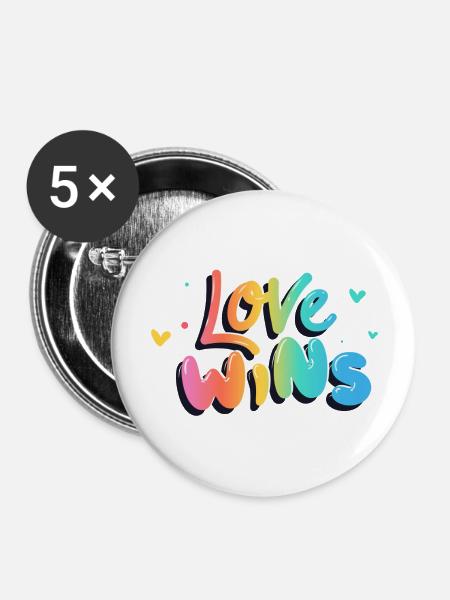 Love Wins pride month - Buttons large 2.2'' (5-pack) - white