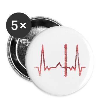Classical Music Orchestra Heartbeat Flute - Buttons large 2.2'' (5-pack) - white