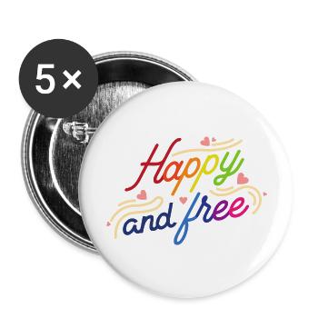 Happiness - Buttons large 2.2'' (5-pack) - white