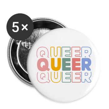 Queer Typography Design - Buttons large 2.2'' (5-pack) - white