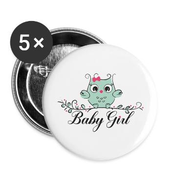 Baby Girl Cute Owl - Buttons large 2.2'' (5-pack) - white