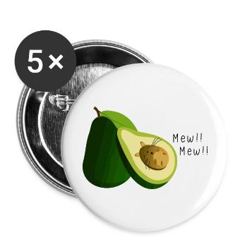 Funny Cat Avocado - Buttons large 2.2'' (5-pack) - white