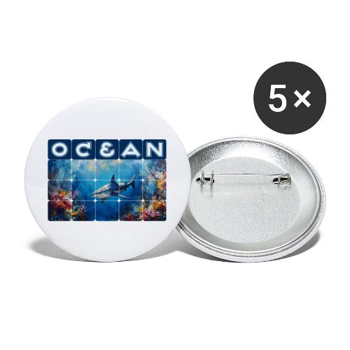 Ocean: Synthwave Shark - Buttons large 2.2'' (5-pack)