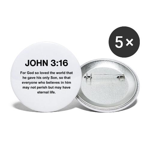 John 3:16 Christian Apparel – Bible Verse Clothing - Buttons large 2.2'' (5-pack)