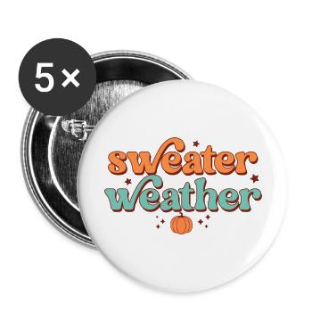 Sweater Weather Pumpkin - Buttons large 2.2'' (5-pack) - white