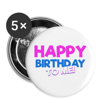 Happy Birthday Birthday Party - Buttons large 2.2'' (5-pack) - white