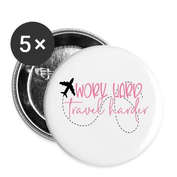 Travel Hard Travel Harder - Buttons large 2.2'' (5-pack) - white