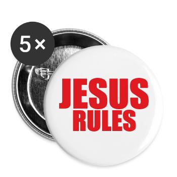 Jesus Rules - Buttons large 2.2'' (5-pack) - white