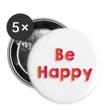 Be Happy 80s - Buttons large 2.2'' (5-pack) - white