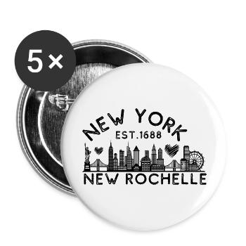 New Rochelle New York Established 1688 Home Town - Buttons large 2.2'' (5-pack) - white