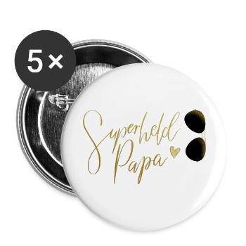 Superheld Papa - Buttons large 2.2'' (5-pack) - white