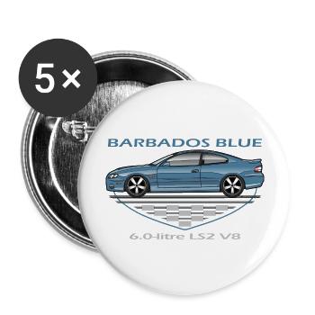 Barbados Blue - Buttons large 2.2'' (5-pack) - white