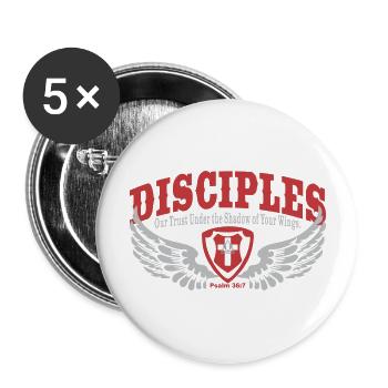Disciples Shield And Wings Christian Bible - Buttons large 2.2'' (5-pack) - white