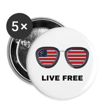 Live Free Sunglass holiday 4th of july - Buttons large 2.2'' (5-pack) - white