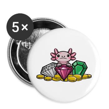 Axolotl Guardian Of The Treasure - Buttons large 2.2'' (5-pack) - white