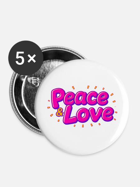 Peace & Love - Buttons large 2.2'' (5-pack) - white