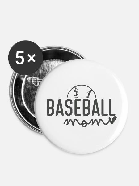 Baseball Mom Women's Baseball - Buttons large 2.2'' (5-pack) - white