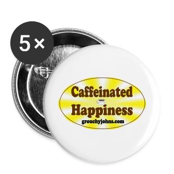 Grouchy John Caffeinated Happiness Oval - Buttons large 2.2'' (5-pack) - white